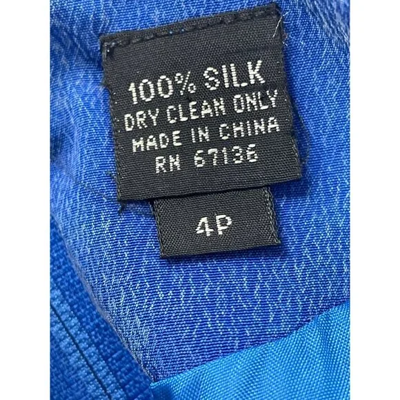 YL Women's Royal Blue Short Sleeve Dress W/ Back Zipper Elegant Design Size 4P - Picture 9 of 10